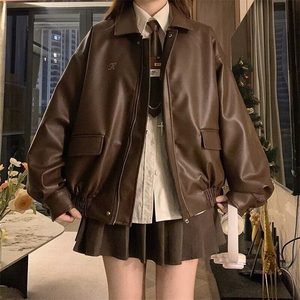 美拉德皮衣外套男女情侣2024春秋季新款美式机车服短款夹克冬图片