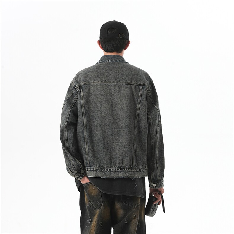 做旧水洗牛仔外套男春秋新款宽松复古痞帅工装翻领夹克JK1090-P75,男装夹克,星座1103-3