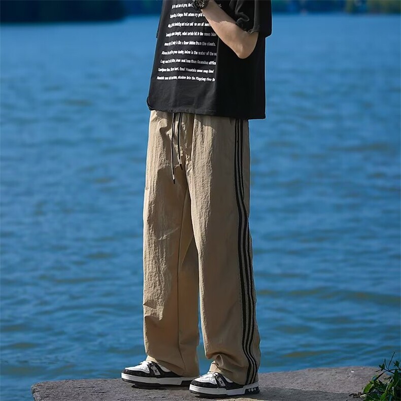 休闲裤男士韩版潮流透气网眼三条杠运动2024夏季ins长裤K5428-P36,男装休闲裤,星座412-2