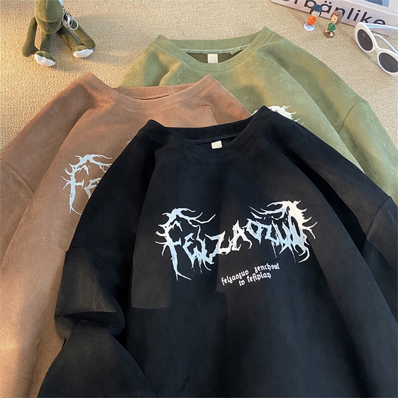 麂皮绒T恤XT3084-TP35控价48美式潮流印花短袖T恤男宽松上衣,男装T恤,电商A102-1