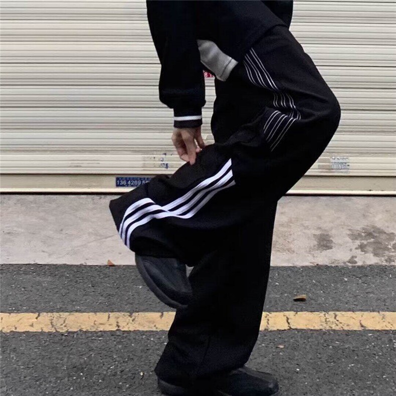 美式三条杠休闲裤男女cleanfit直筒高街休闲运动长裤L71600-p38,女装休闲裤,星座1008