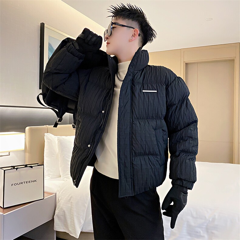 AY71/P138控178冬季社会小伙褶皱纹痞帅潮牌百搭棉服外套男黑首1,男装棉衣,星座305B-1