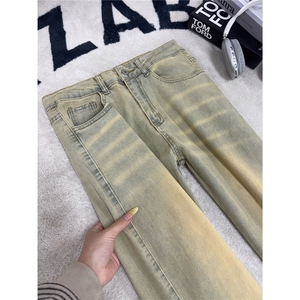 B221美式ins高街纯色修身微喇弹力牛仔裤LK26654-特P38控68图片