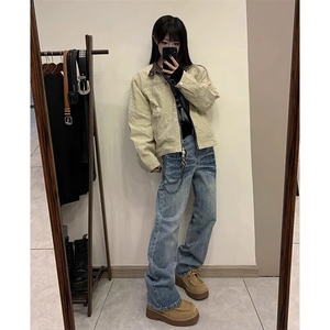 【有货】NZ455ZZ-特P42 冰蓝闪电纹水洗牛仔裤男女直筒裤子图片