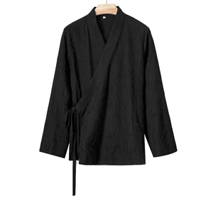 秋装新款风男装提花男士改良新中式汉服道袍C205P65图片
