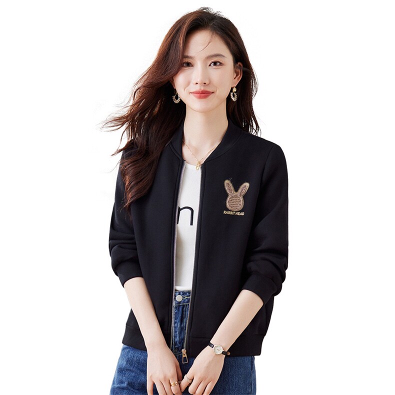 今年流行女士短款外套春秋2024新款气质修身小个子夹克棒球服上衣,女装短外套,美沁