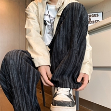 2025秋季新款灯芯绒印花条纹宽松垂感大码休闲裤A017K770P45，男装休闲裤，电商A017