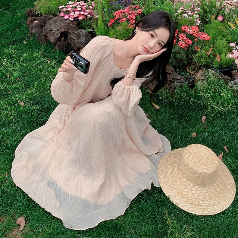 2025秋新数据优秀法式粉色露背连衣裙2C123-QT01-P120-K180,女装连衣裙,2C123