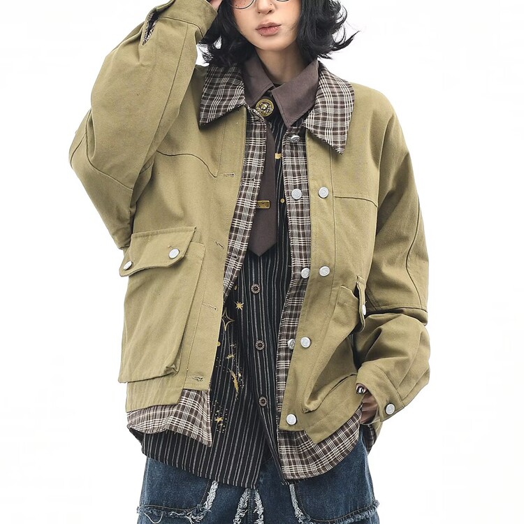 潮流新款美式复古翻领工装外套男冬季加厚高级感宽松情侣夹克棉服,男装夹克,星座218-8