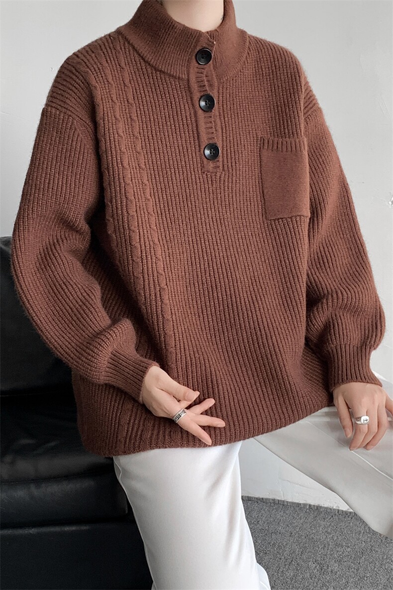 8XL-M特大码冬季立领毛衣纽扣高级设计感情侣?袖毛衫MY1208P65,男装针织衫/毛衣,电商D206-1