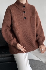 8XL-M特大码冬季立领毛衣纽扣高级设计感情侣?袖毛衫MY1208P65，男装针织衫/毛衣，电商D206-1