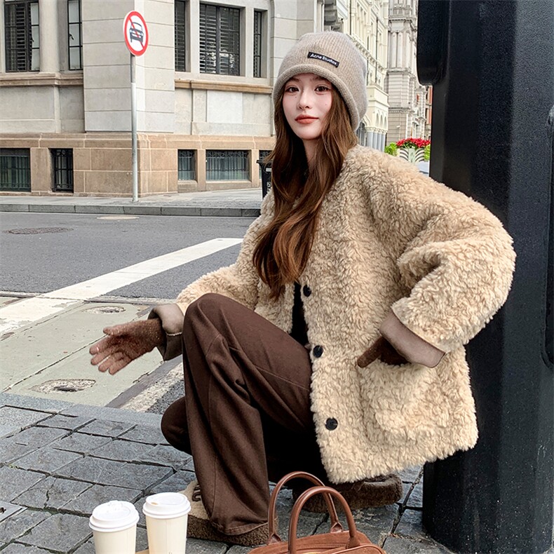 新款皮毛一体2C122-5119-P195-K288,女装毛呢外套,2C122