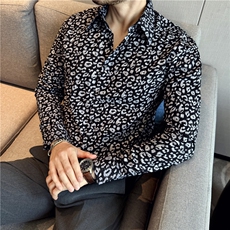 高品质尼龙夹层立体花衬衫男长袖设计感波点衬衣男黑色C999-P67，男装衬衫，电商A213