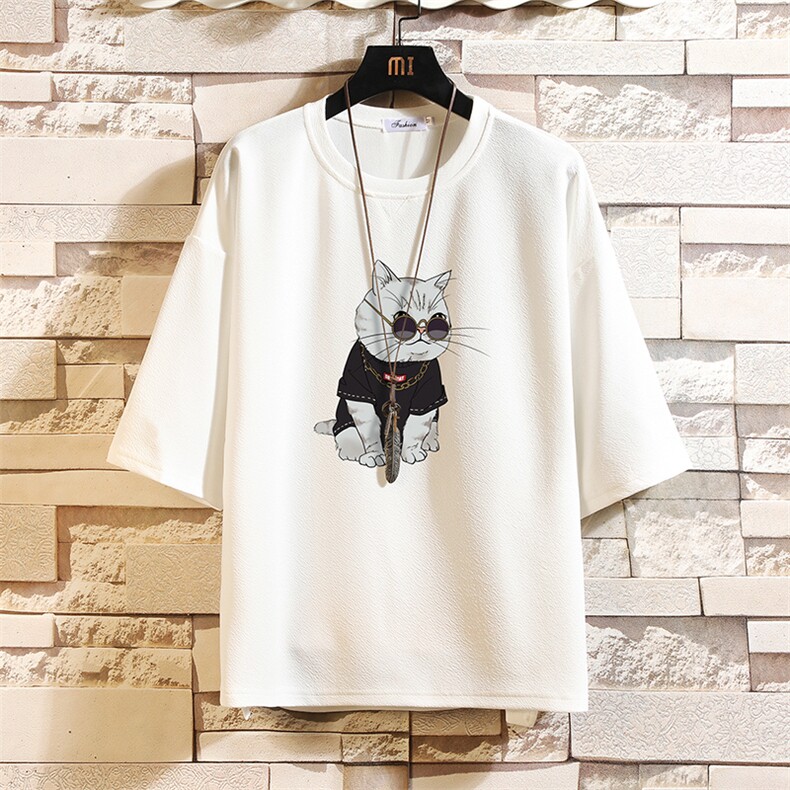Q11044-P30 春夏季七分袖t恤男大码五分袖男短袖中袖 砖墙挂拍图片