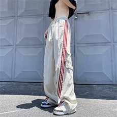 休闲裤男韩版潮流百搭裤子夏季薄款坠感阔腿拖地长裤K0049-P46，男装休闲裤，星座308B-2