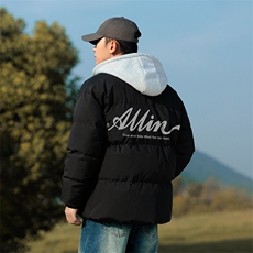 港风抖音直播得物品质加厚假两件连帽棉衣外套M1607P85，男装棉衣，电商C408-1(原B339-1)