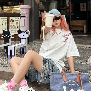 万针全刺绣工艺抖音得物高品质260克重磅纯棉双纱美式高街短袖T恤图片