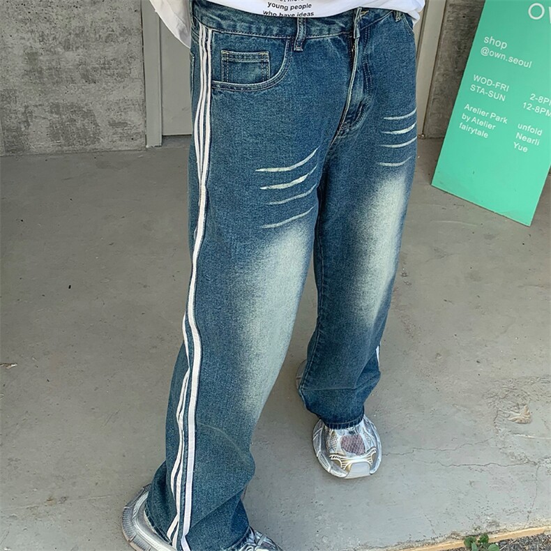 美式高街牛仔裤男三条干个性帅气2023夏季新款ins长裤RK699-P56,男装牛仔裤,星座412-3