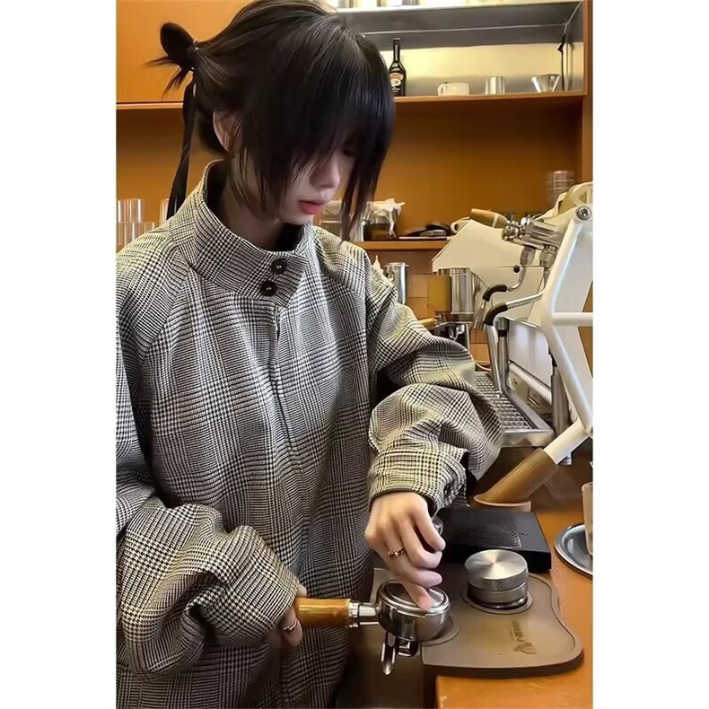秋季老钱风千鸟格哈灵顿休闲夹克短宽版型外套男女L13022-P72,男装夹克,星座1008