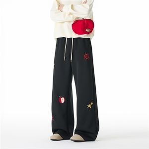 美式秋季新款多图案刺绣设计百搭休闲卫裤B315-K25394-特p40控78图片
