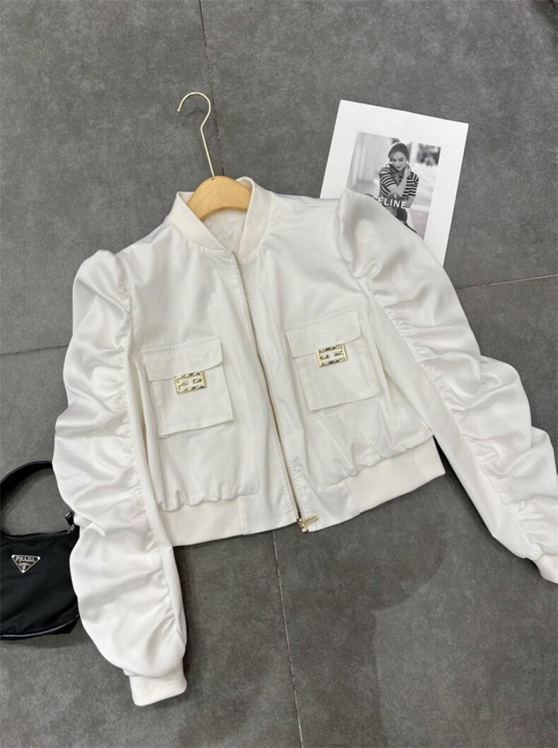 潮短外套，雪纺袖镶拼，女装短外套，卡西姆