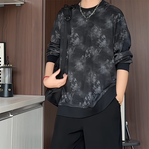 S2605/P35春装新款现货卫衣男新中式套头个性宽松大码T恤上衣图片