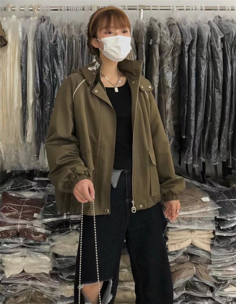 【现货】包边刺绣短款风衣外套，女装风衣，12PJL