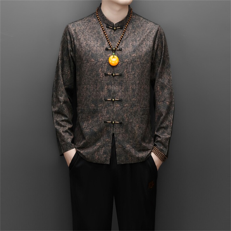 MJ25303T四季新款男式新中式风男高端复古唐装两件套装，男装休闲套装，电商B360A（原721A）