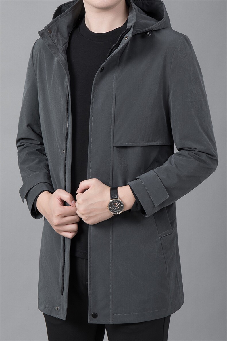 时尚可拆卸帽外套新款冬装风衣休闲中年男士长风衣ASD52112-P300，男装风衣，电商B212（原钱塘6029）