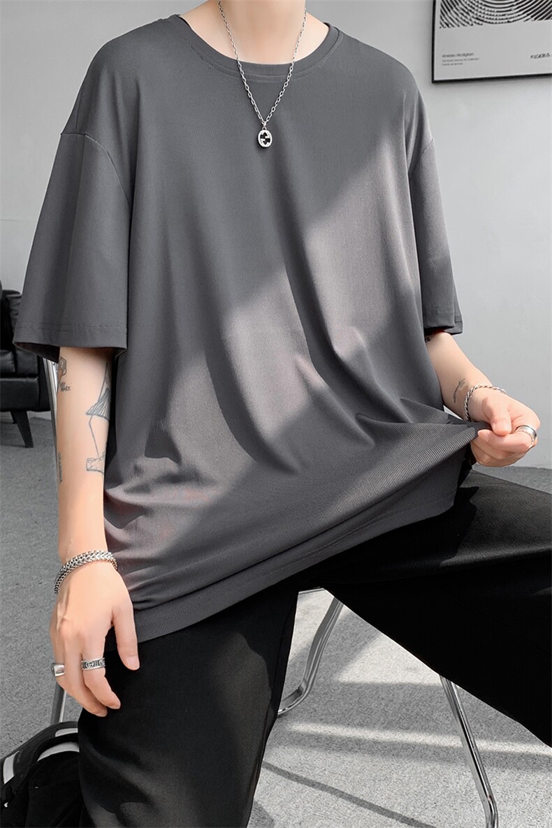 8XL-M高品质！！特大码冰丝速干T恤男透气短袖上衣纯色DX314P25,男装T恤,电商D206-1