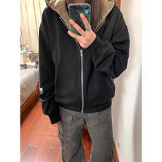 美式复古双面穿千鸟格拉链连帽卫衣外套休闲夹克上衣JK273特P62，男装夹克，星座908-1