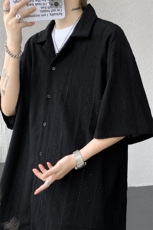 ！2025夏季新款男士民族风短袖衬衫肌理衬衣CS08特P40，男装衬衫，电商B220