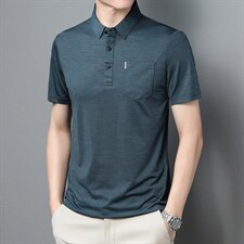 男士2022休闲商务短袖POLO衫纯色翻领中年爸爸装上衣ZL1232-P53，男装Polo衫，星座1105-3