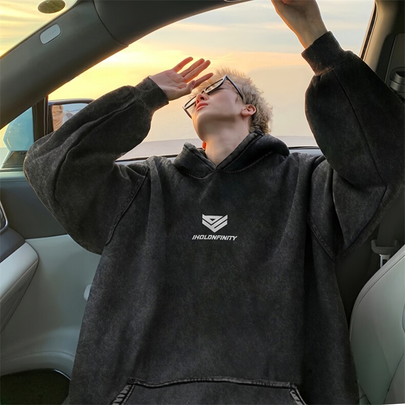 XZ301B-JB2002-P68秋装新款重磅水洗复古松连帽卫衣，男装卫衣，星座301B