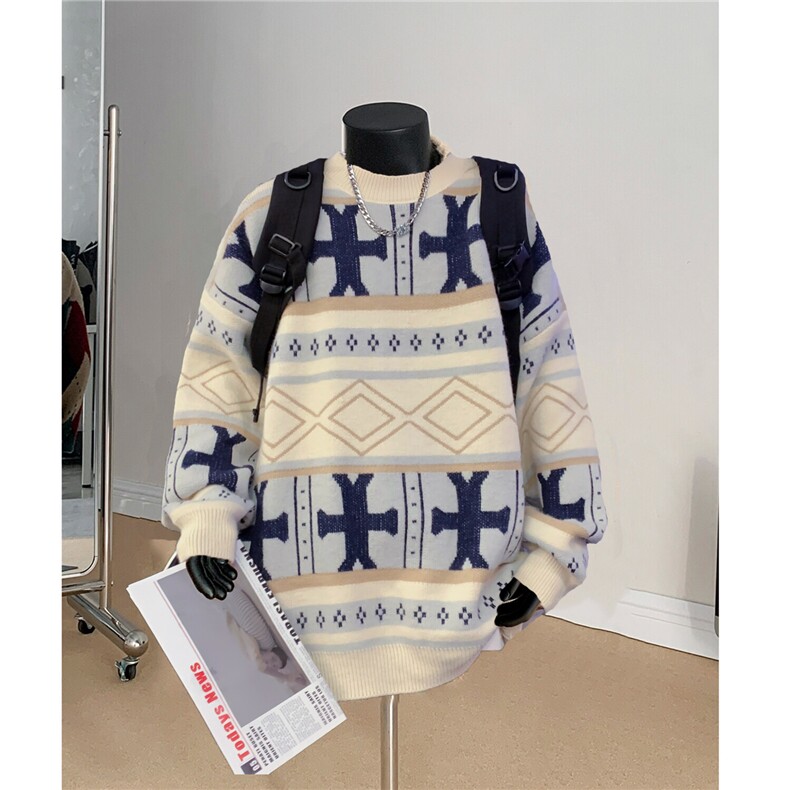 假模风圣诞圆领加厚毛衣套头风外贸大码男装糯糯休闲针织衫，男装针织衫/毛衣，星座909-2（原星座717-2）