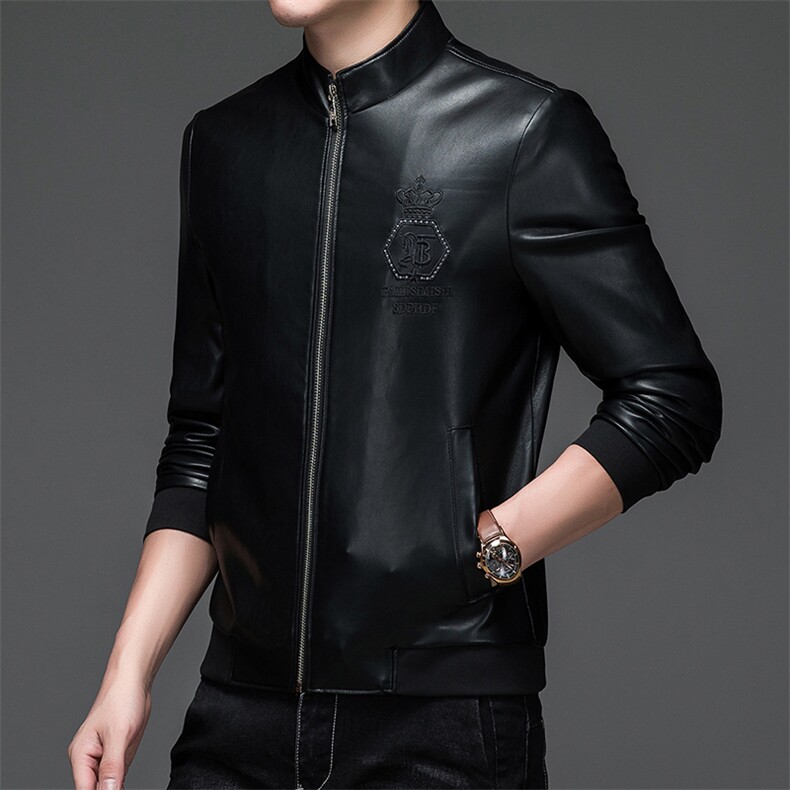 BSTN8957春季新款2023年男士休闲长袖青年皮夹克商务外套P135,男装夹克,电商B360
