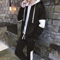 开衫连帽卫衣男秋季帅气运动服青少年套装两件套DT，男装卫衣，电商A102