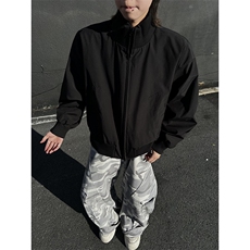 现货26春装美拉德立领飞行夹克纯色复古廓形高街棒球服外套，男装夹克，电商A486