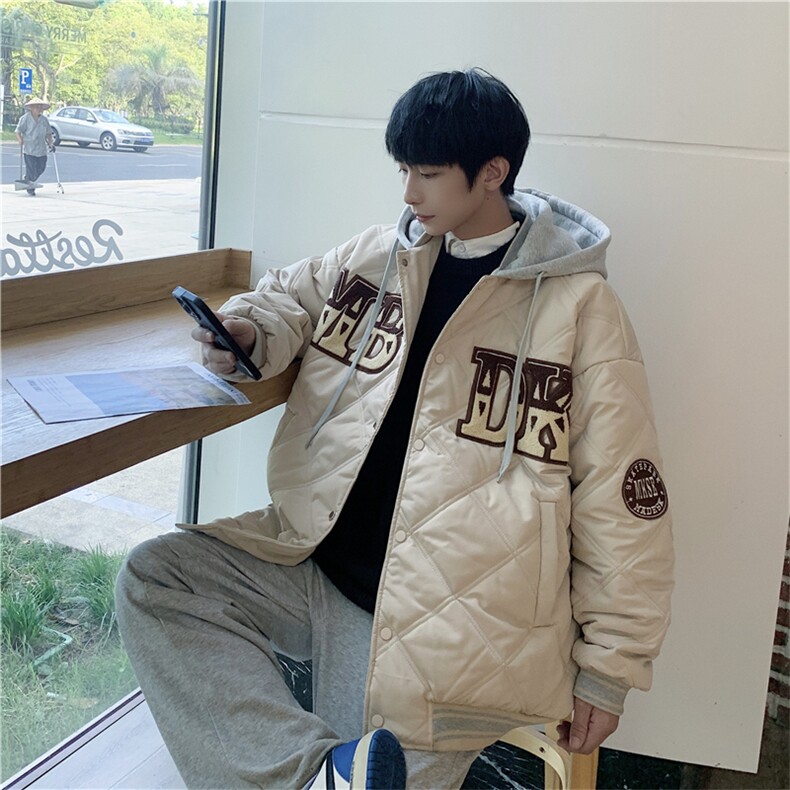 港风新款夹棒球服男连帽假两件衣袄外套潮X1213-MY22-P125,男装棉衣,星座1213