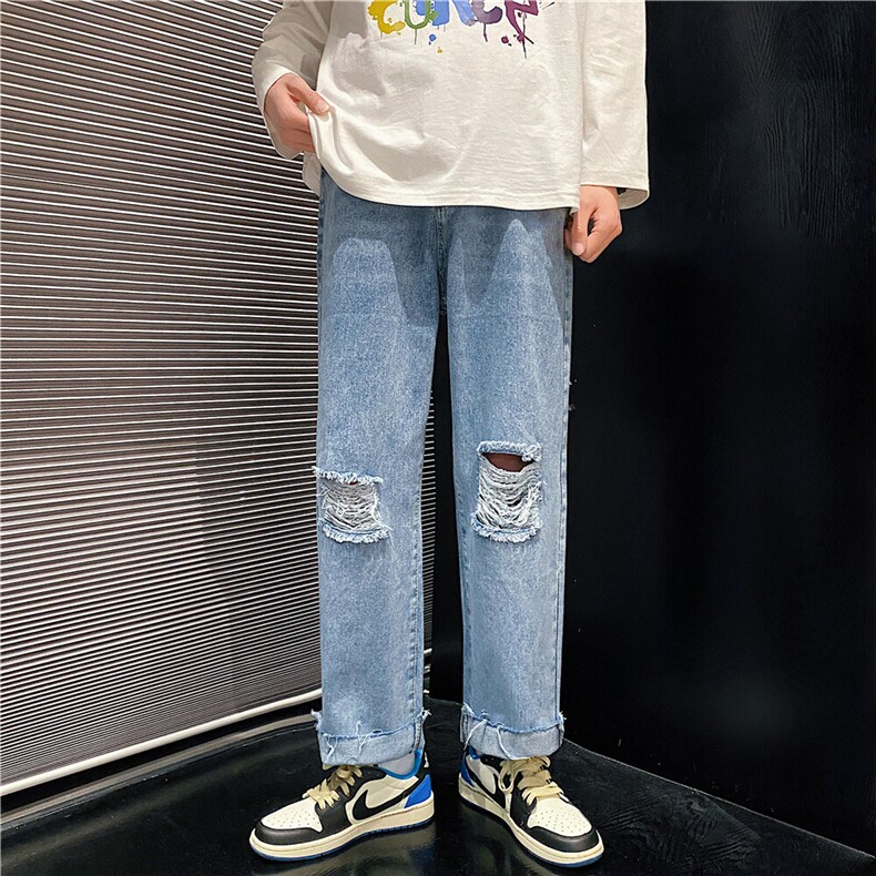 k707-p48-控68破洞牛仔在高阶宽松大码牛仔裤cityboy,男装牛仔裤,星座116