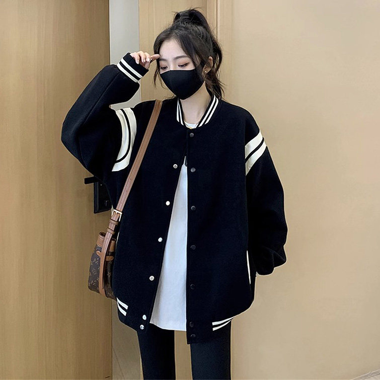 J9896-P70新款潮牌华棉刷毛复合棒球服开衫外套加绒图片