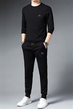 春秋季男士商务休闲套装圆领长袖T恤衫新款中青年潮流长裤两件套，男装休闲套装，电商B212（原钱塘6029）