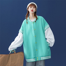 ！春季潮流中性袖子四合扣夹克情侣棒球服外套G550P75控98，男装夹克，A247A