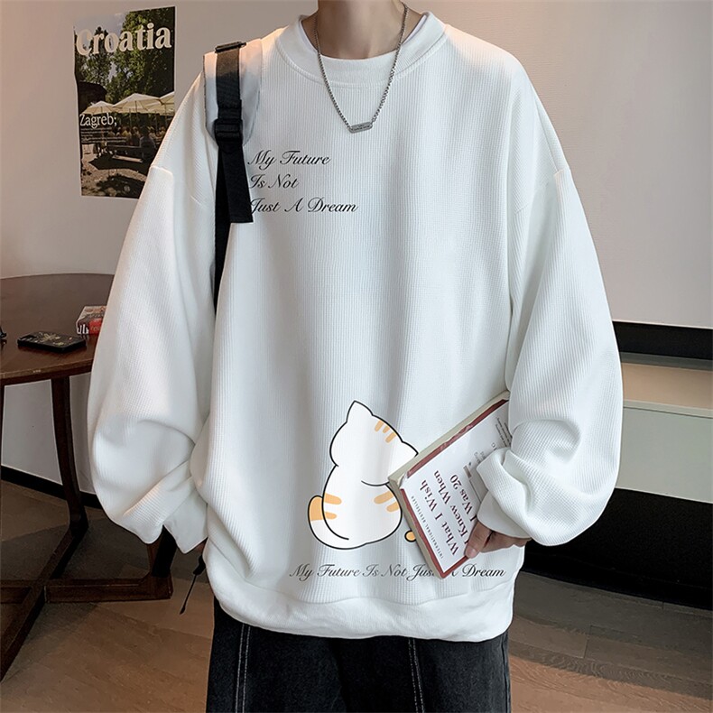 华夫格卫衣圆领卫衣男大码长袖t恤男外套HW76357-P30,男装卫衣,电商A040