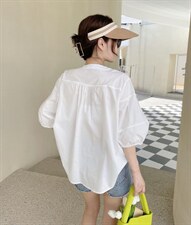 夏季新款亮色圆领衬衫，女装衬衫，艾绮雪影