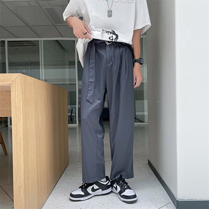 港风模特 腰带冰丝大码宽松潮男速干空调九分休闲裤KZ999P55控78图片