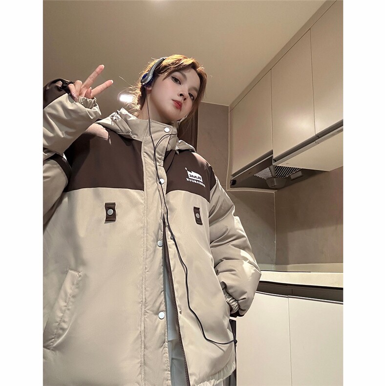 EQ333撞色连帽冬季加厚棉衣外套男女情侣装工装棉服2024新款,男装棉衣,电商C306-1