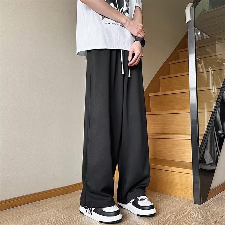 垂感裤子男款春季日系复古宽松阔腿直筒运动卫裤A933-P40,男装休闲裤,星座1109-3