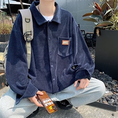 秋季ins灯芯绒长袖衬衫男港风cityboy衬衣高街宽松外套W6247-P35，男装衬衫，星座512-2
