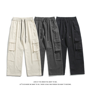 全棉加厚水洗工装多口袋休闲裤男潮流大码直筒K8576-P47【特价】图片